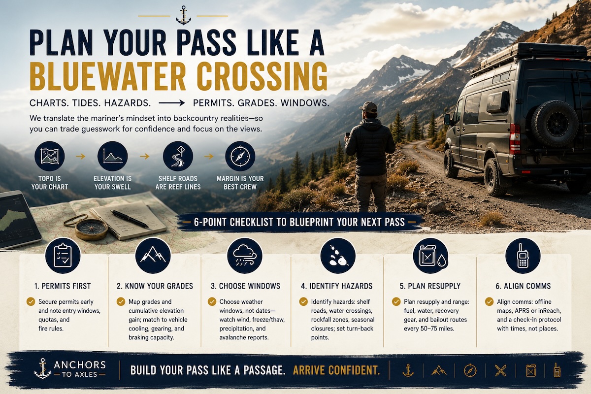 Route planning reimagined: turning nautical charts, tides, and hazards into national park permits, grades, and weather windows for a mountain pass itinerary you can trust